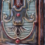 Antique Art Nouveau glazed earthenware tile from the 19th century