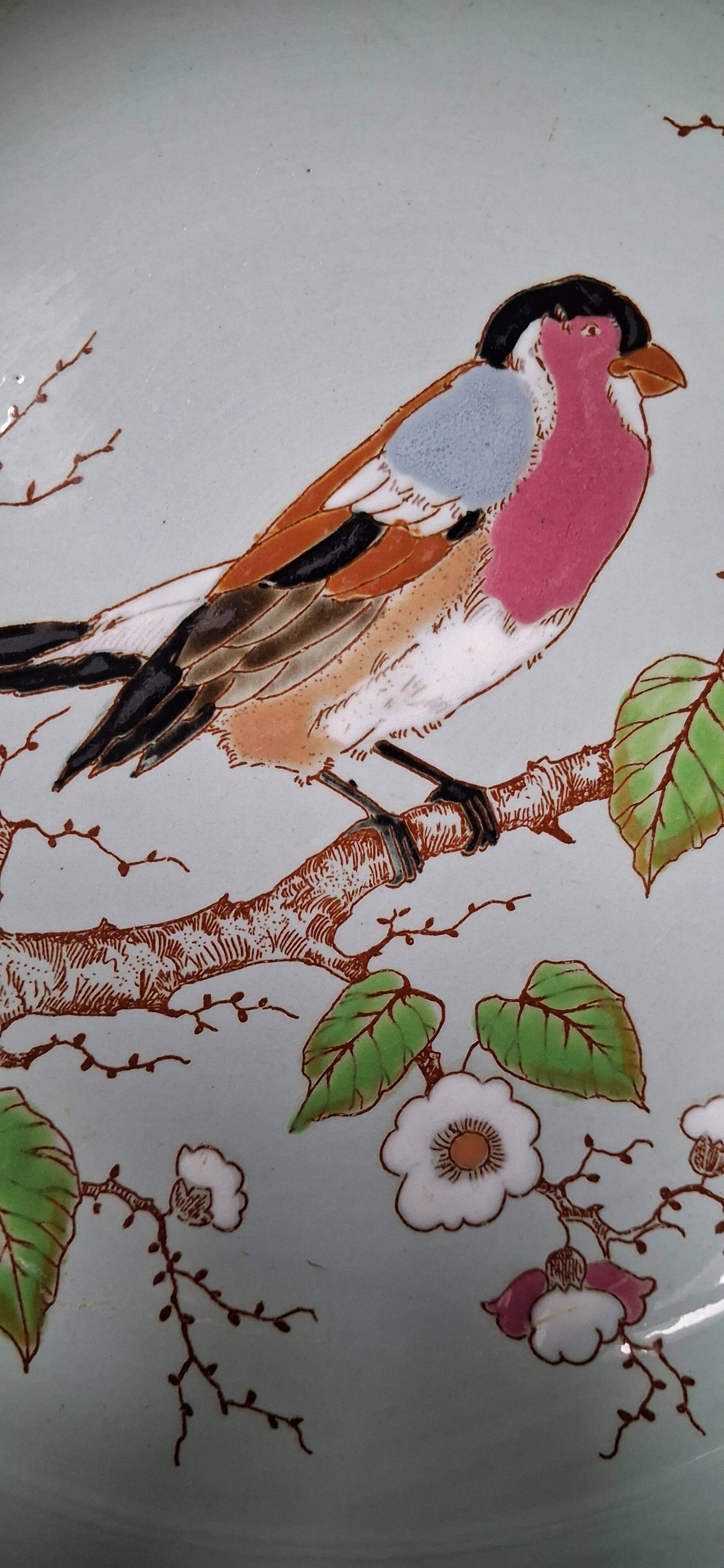 Longwy enamel cup Robin Redbreast