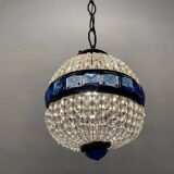 Crystal Beaded Bronze Light Pendant 1950’s