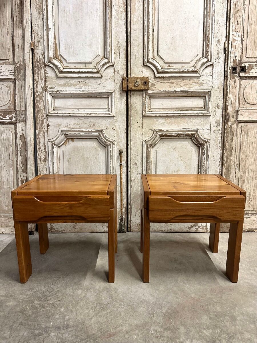Paire de chevets en orme massif maison regain