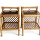 Tables de nuit en bambou et rotin du milieu du siècle, Espagne, fabriquées à la main, années 1970