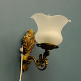 Art Deco wall lamp, brass and glass