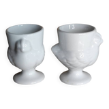 White porcelain hen egg cups