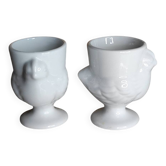White porcelain hen egg cups