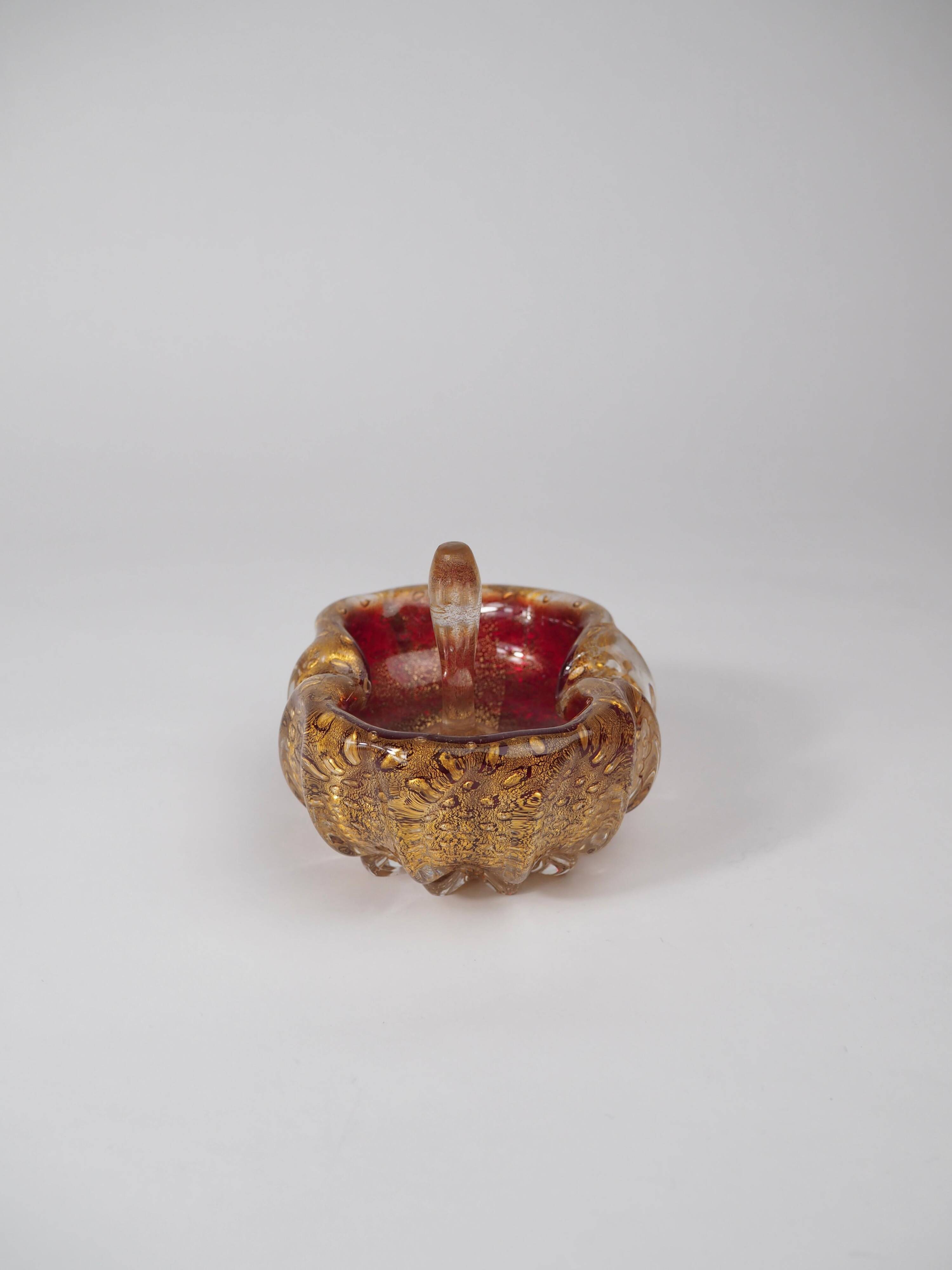 Barovier&Toso Murano "Cordonato d'Oro" Art Glass Bowl and Rare Glass Tamper