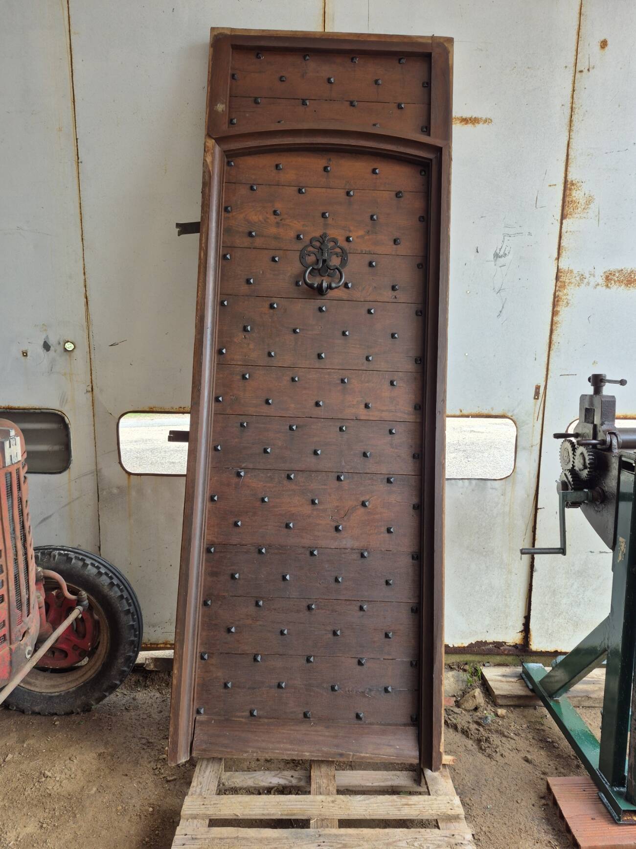 hand-forged studded castle doors + frame from the 1800s/1900s