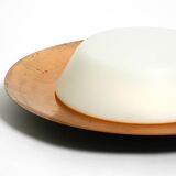 Pair of Mid Century wall or ceiling lamps made of glass with copper-plated