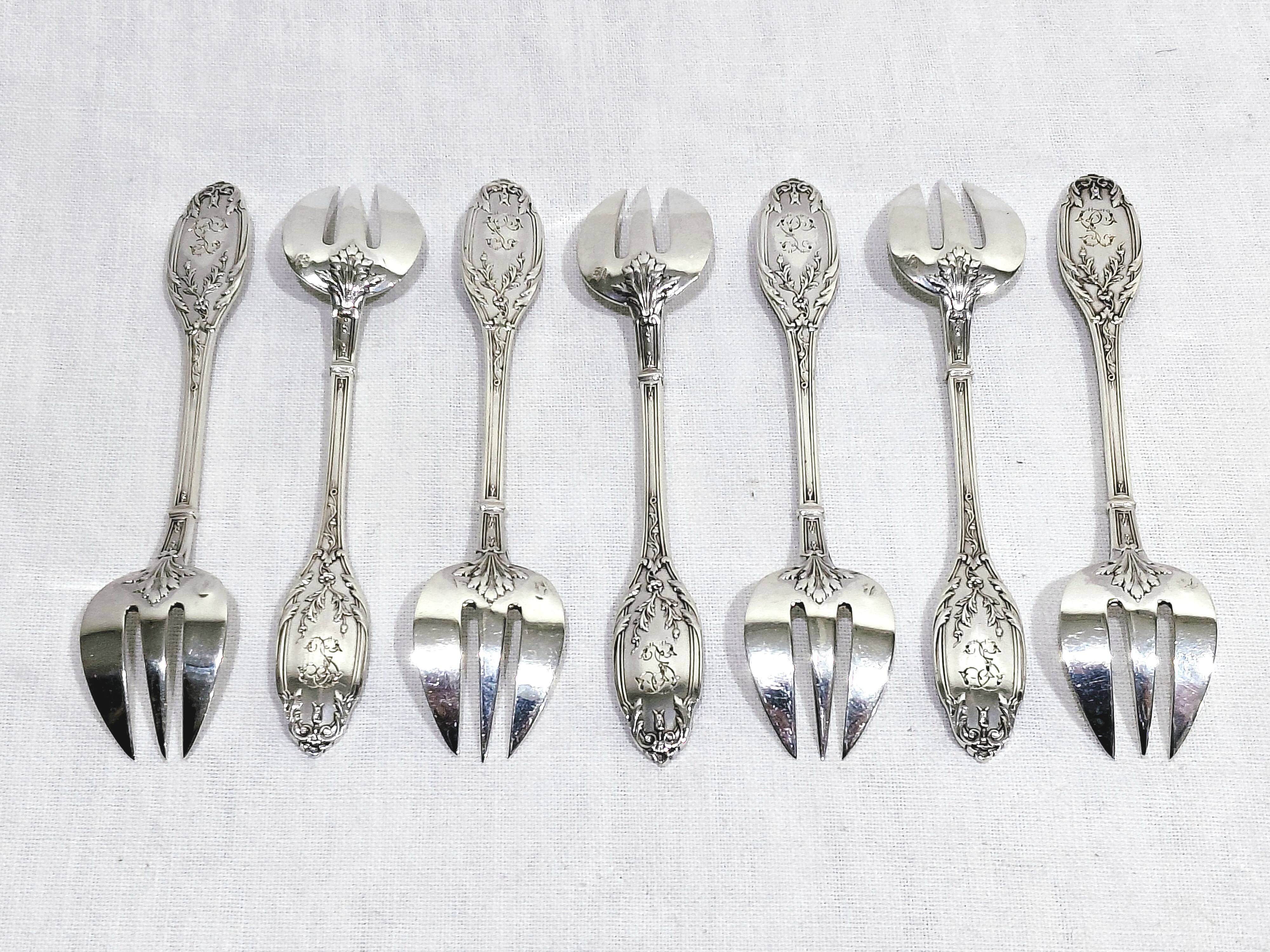 Eugène lefebvre - silver plated oyster forks