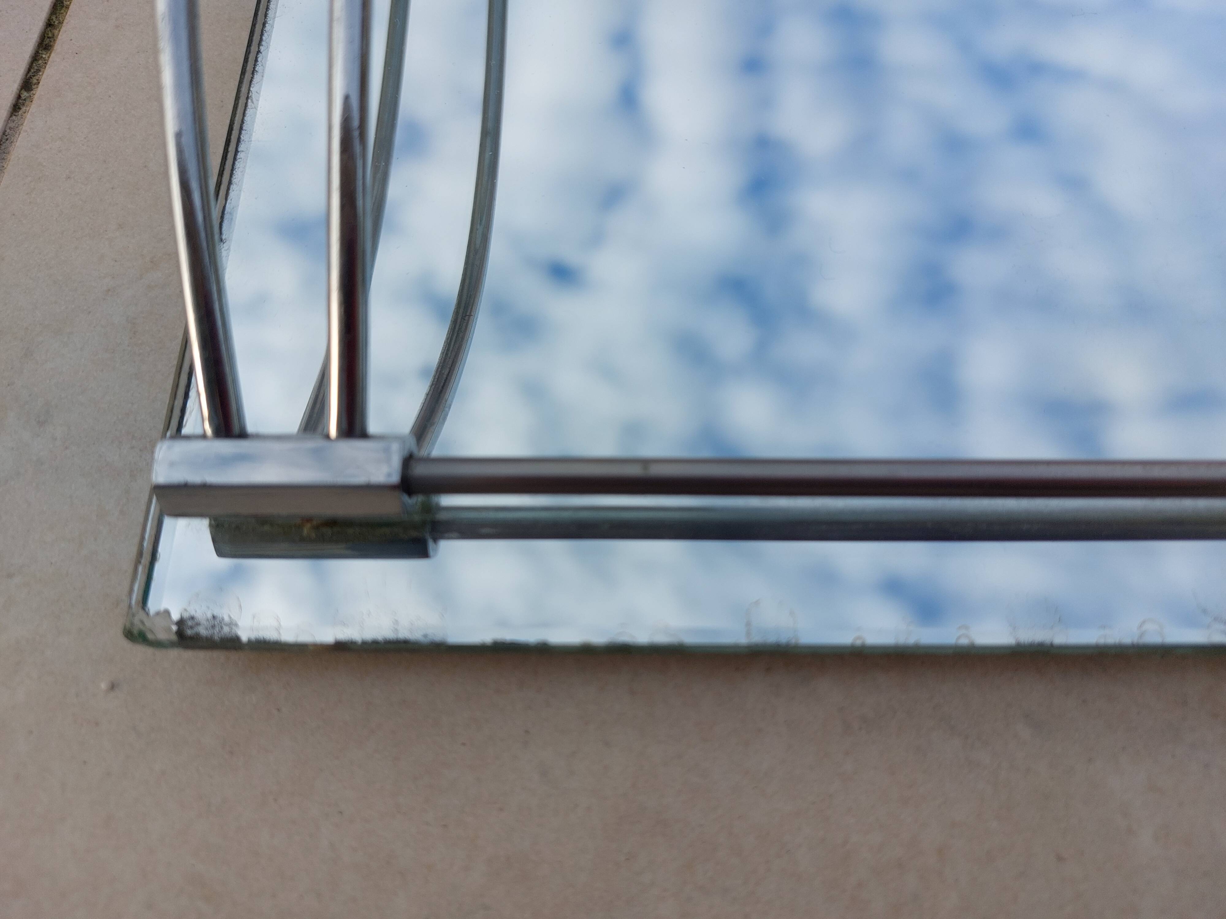 Plateau ancien miroir et chrome époque Art Déco 1930