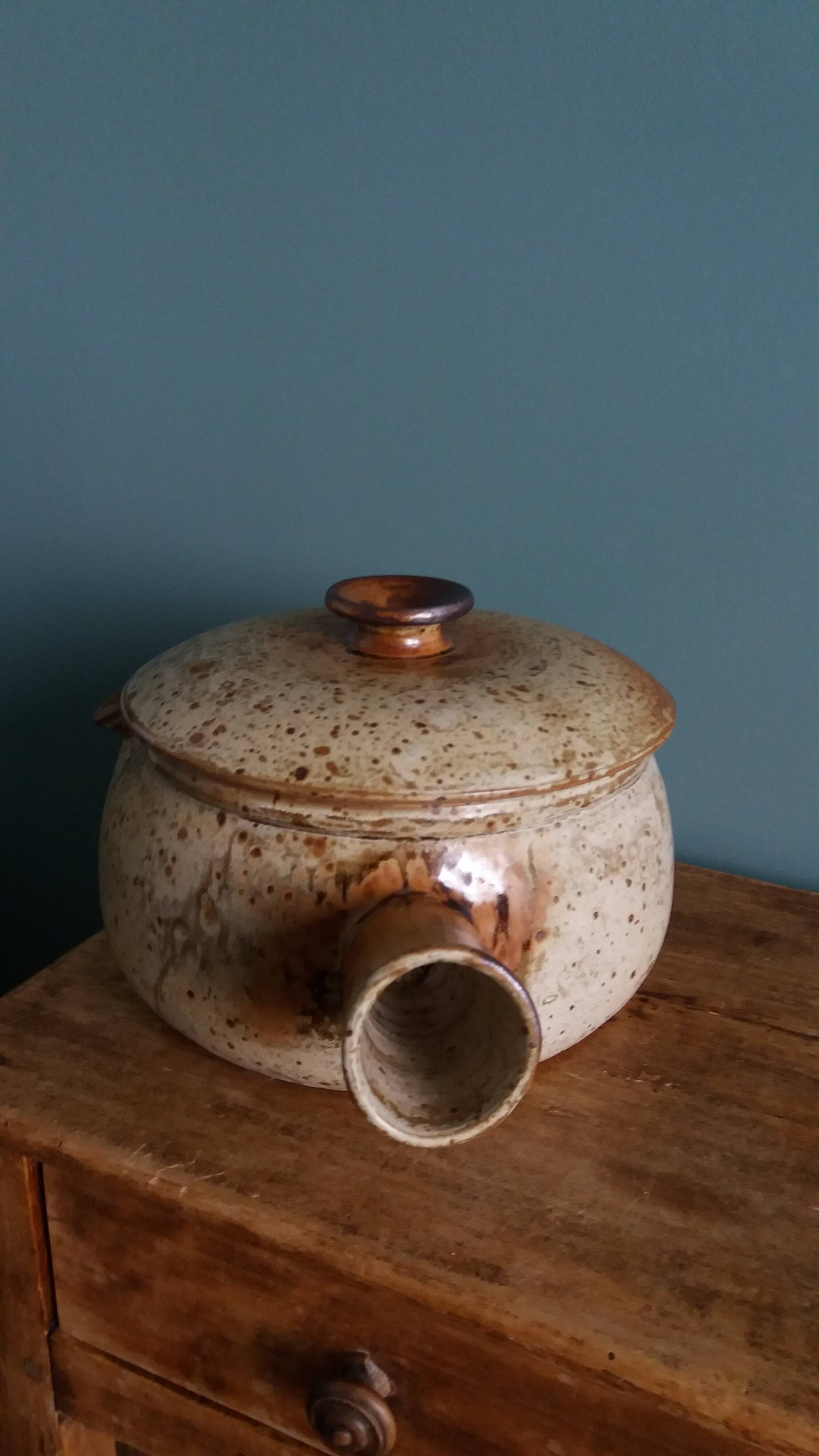 Large stoneware tureen/caquell from Puisaye, signed Jean-Pierre Prud'homme