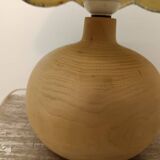 Wooden base lamp with blue toile de Jouy lampshade