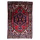 1950s handmade wool medallion rug, red and navy, 96 × 144 cm - 1C1290