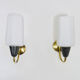 Pair of white glass globe brass wall light Year 50