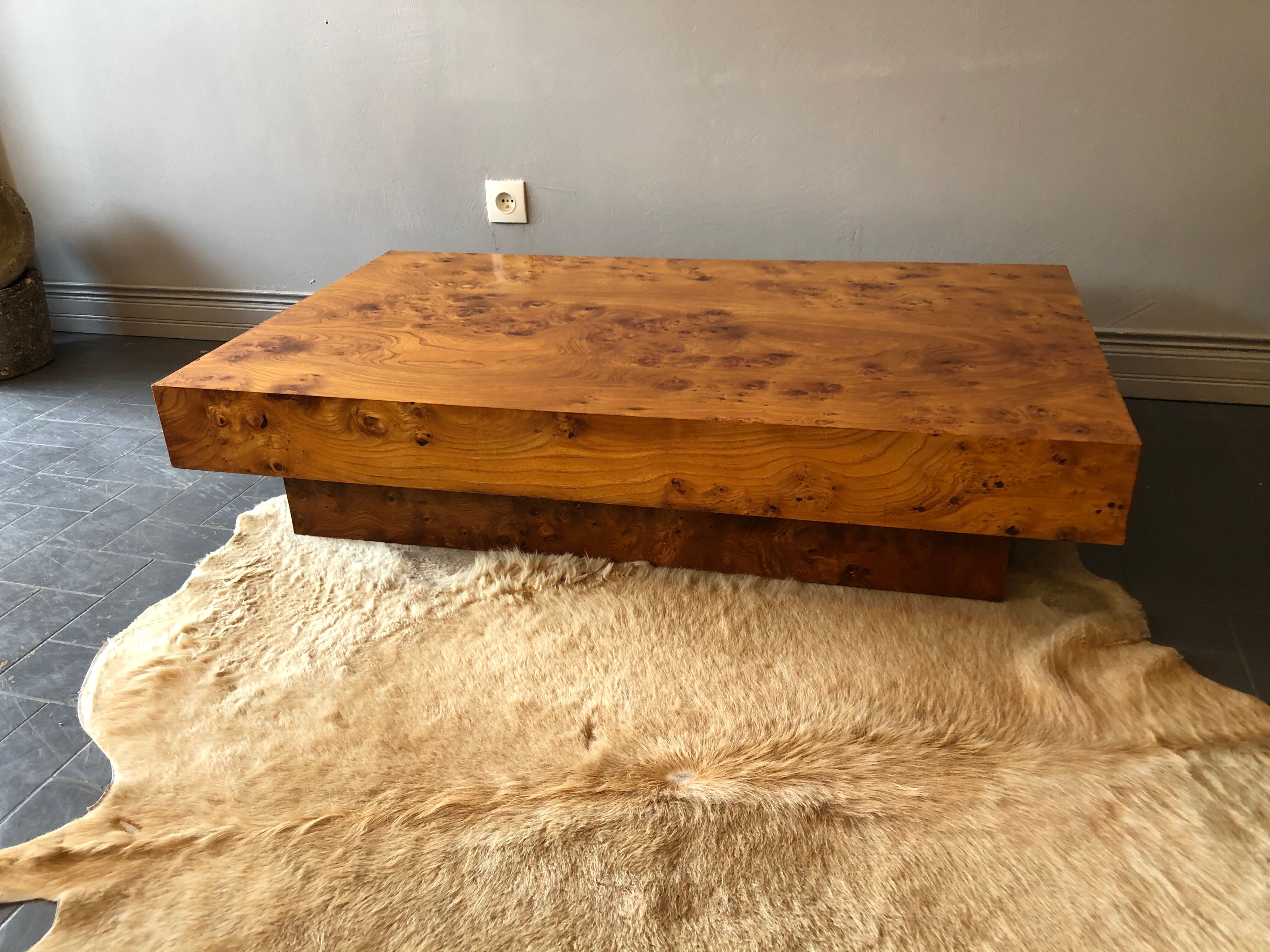 Vintage walnut magnifying glass coffee table