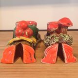 Antique slip ceramic candlesticks