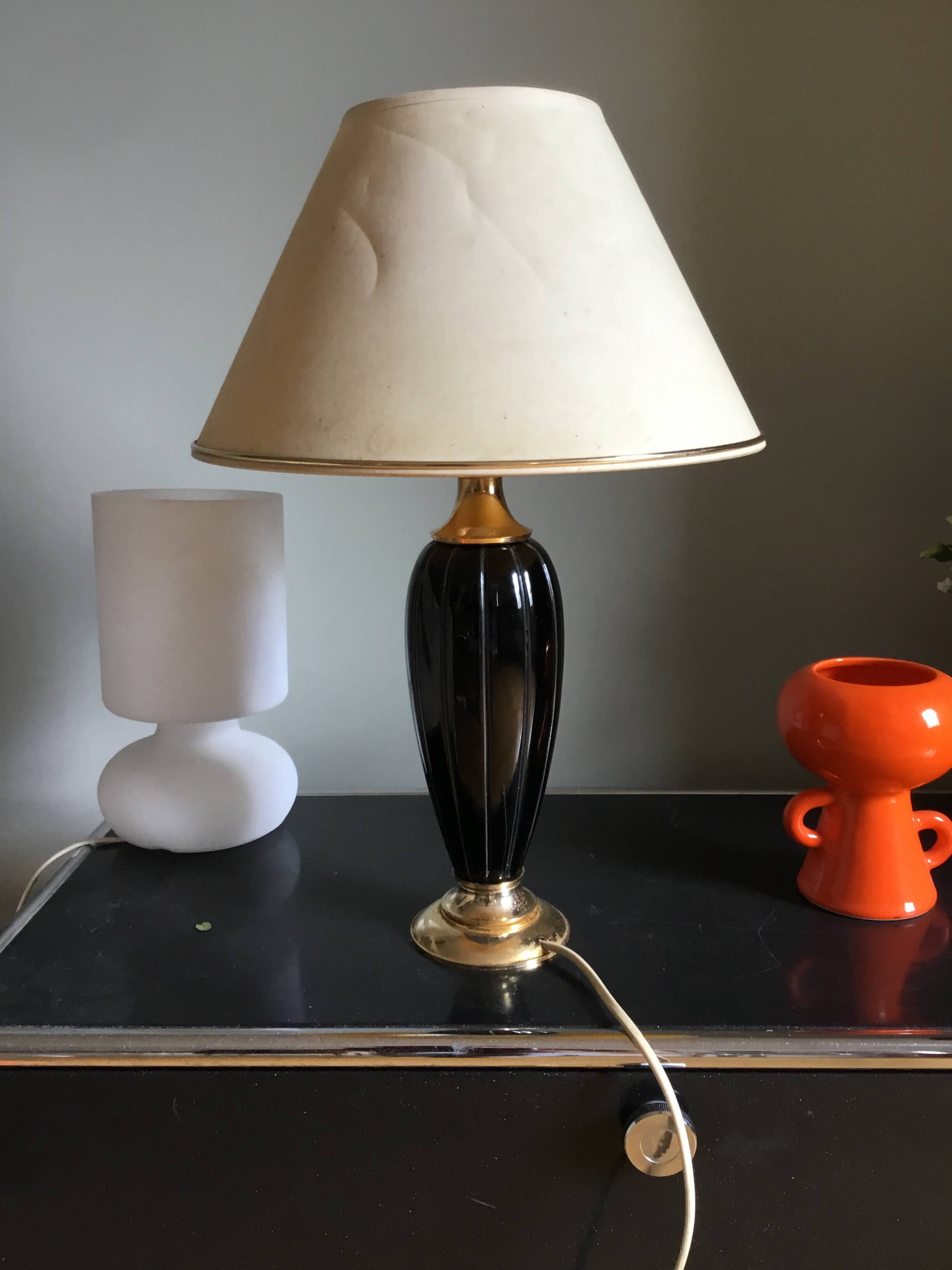 Vintage gold and black ceramic lamp