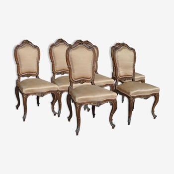 Série de 6 chaises style Louis XV en noyer fin XIXème