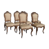 Set of 6 chairs style Louis XV Walnut end XIX