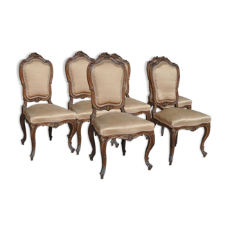 Set of 6 chairs style Louis XV Walnut end XIX