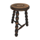 Turned wooden tripod farm stool