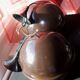 Art Deco Vintage brown and white enamelled suspension duo