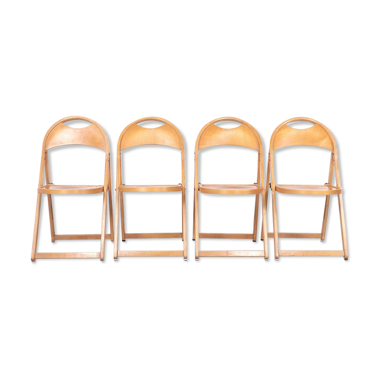 4 chaises pliantes vintage en bois d’OTK, années 1950