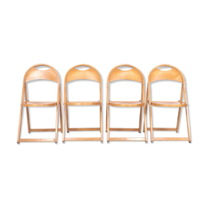4 chaises pliantes vintage en bois d’OTK, années 1950