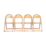 4 chaises pliantes vintage en bois d’OTK, années 1950