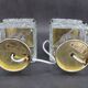 1970s Pair of Brass/Glass Table Lamps by Kamenicky Senov, Czechoslovakia