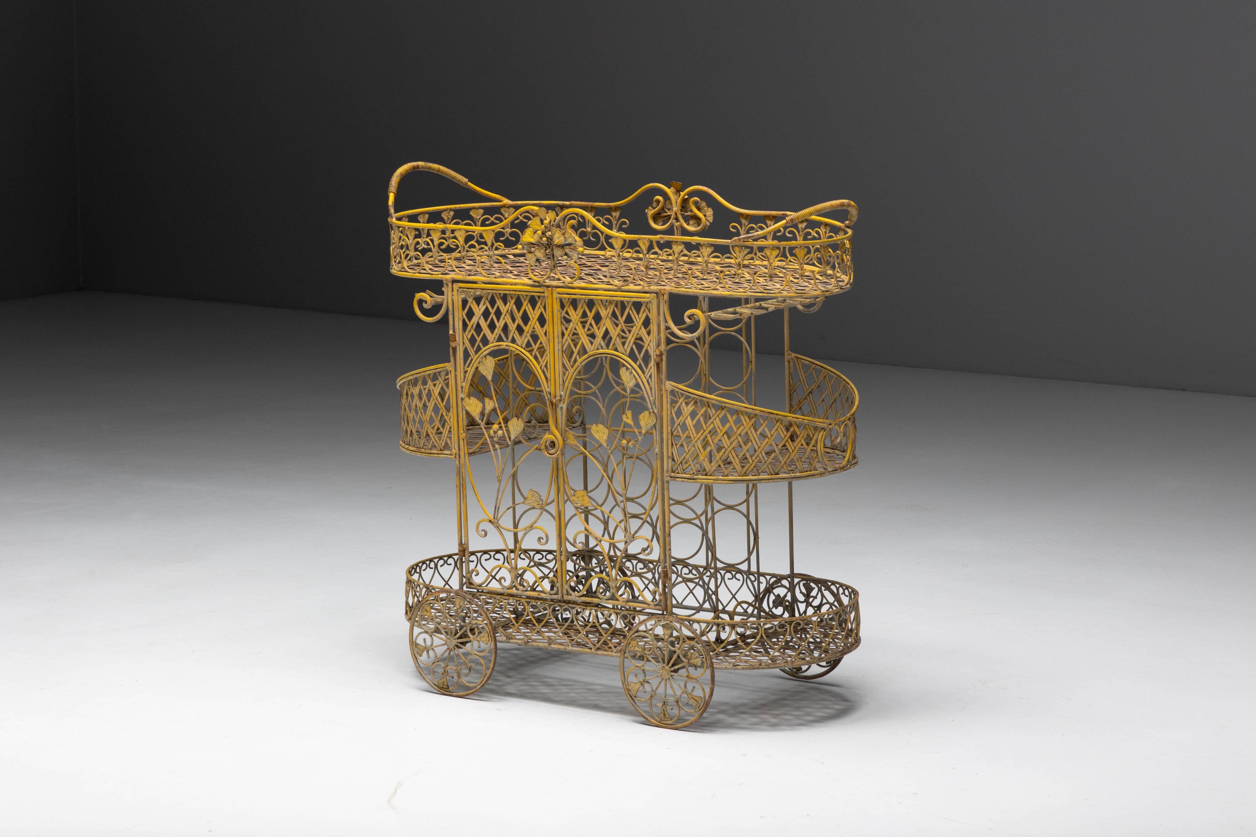 Antique cast iron serving trolley, France, early 20th century