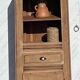 Antique bonnetière in solid raw oak and canework - compass feet