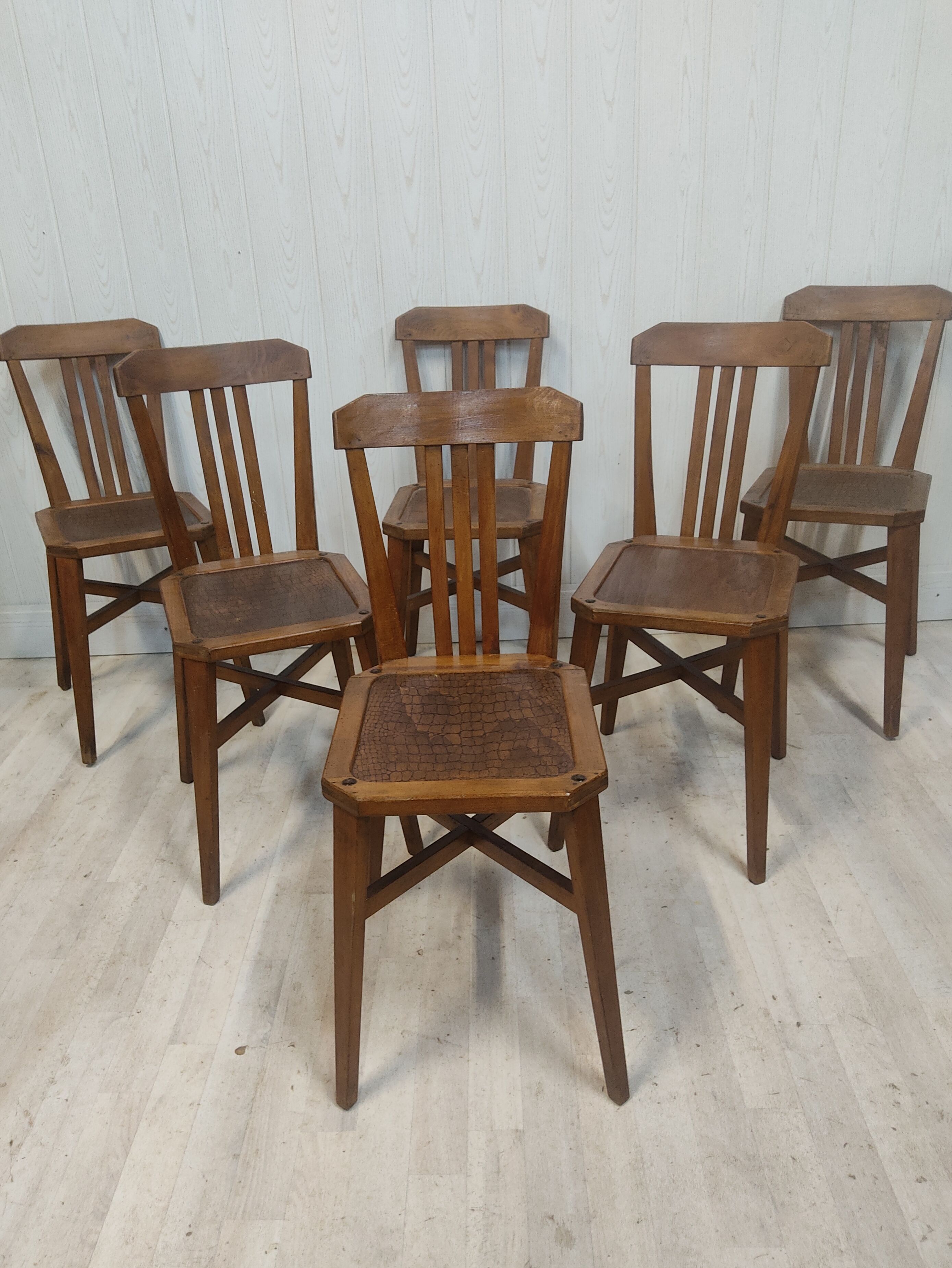 Set of 6 antique bistro chairs