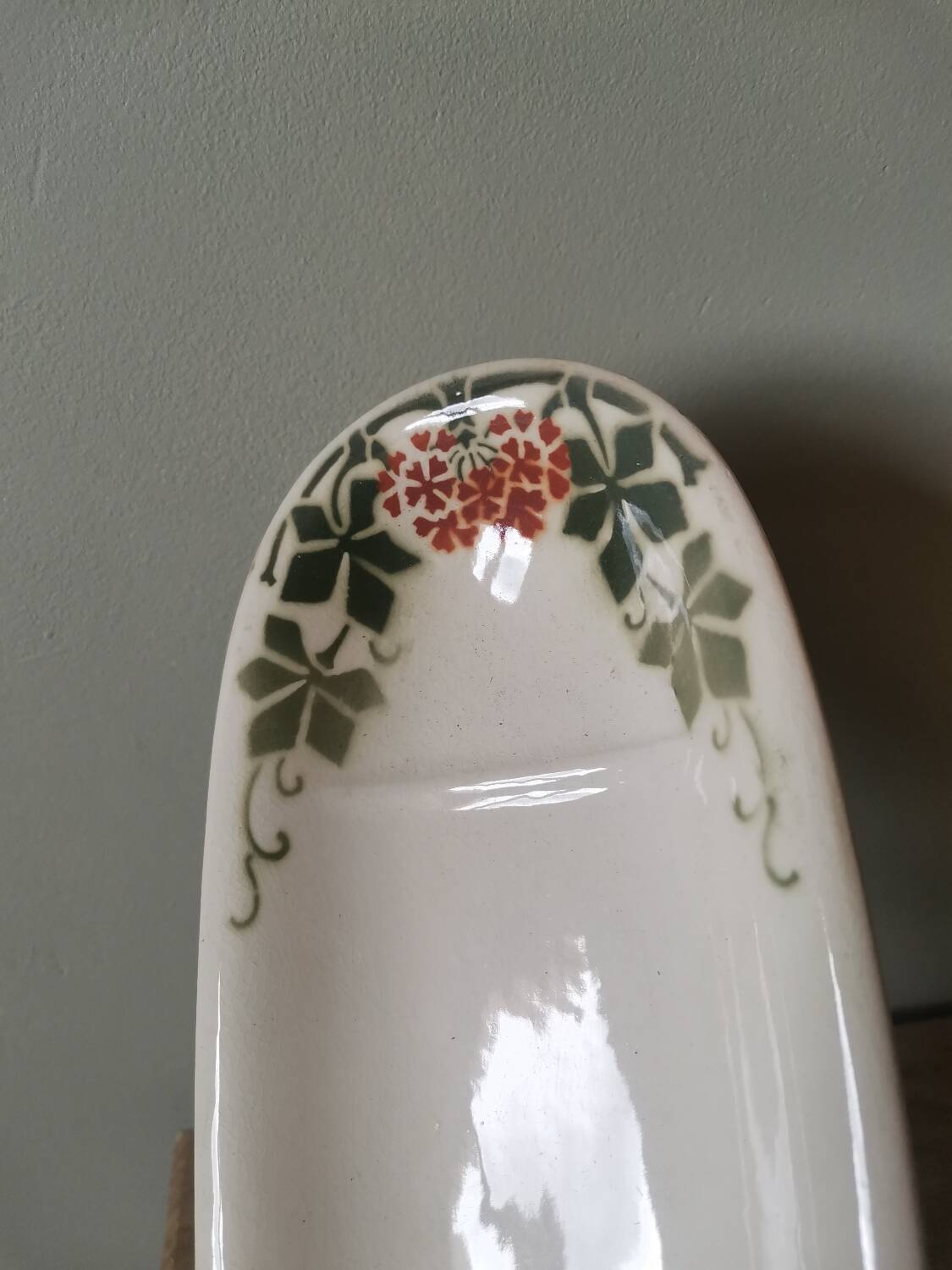 Vintage phlox ceramic soap dish K&G Lunéville France art nouveau flower pattern