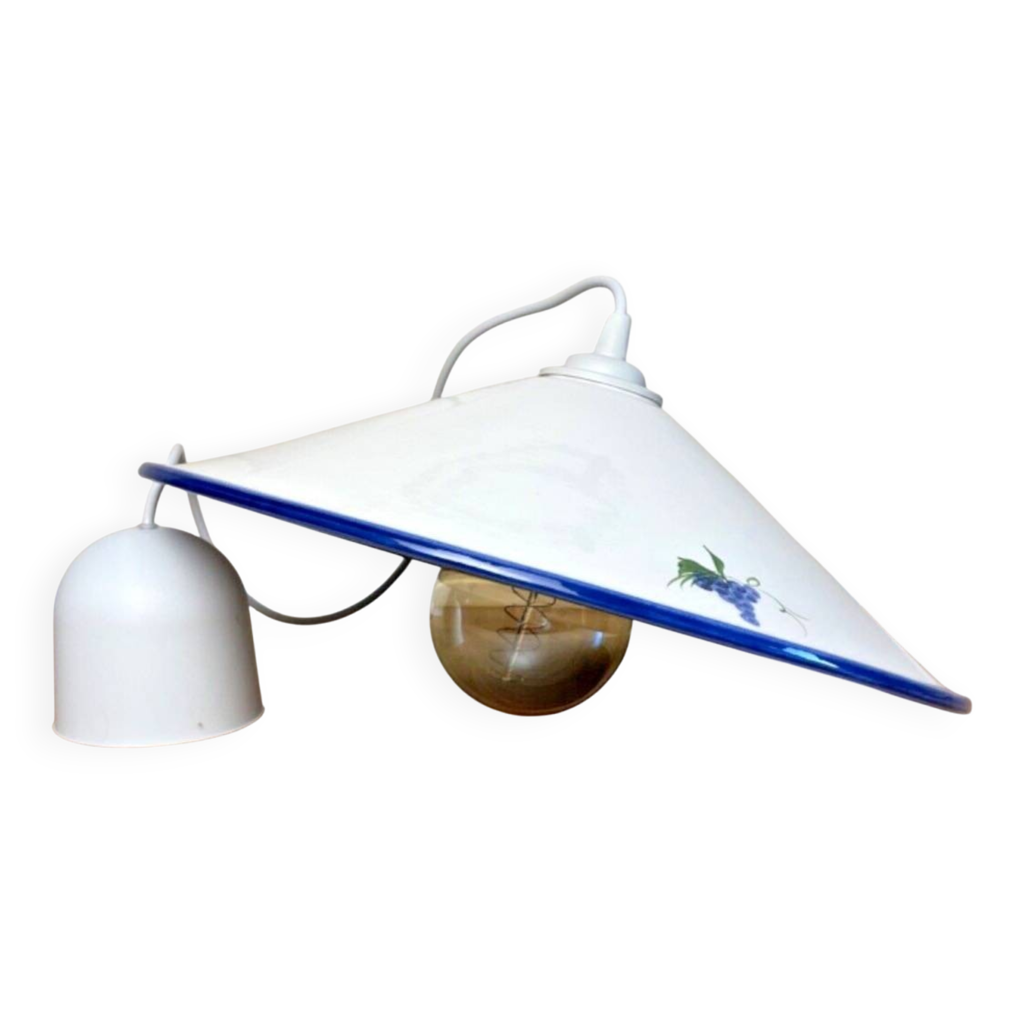 Vintage white ceramic chandelier lampshade decorated with white fish patterns