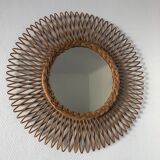 Mirror rattan 50x50cm vintage 1960