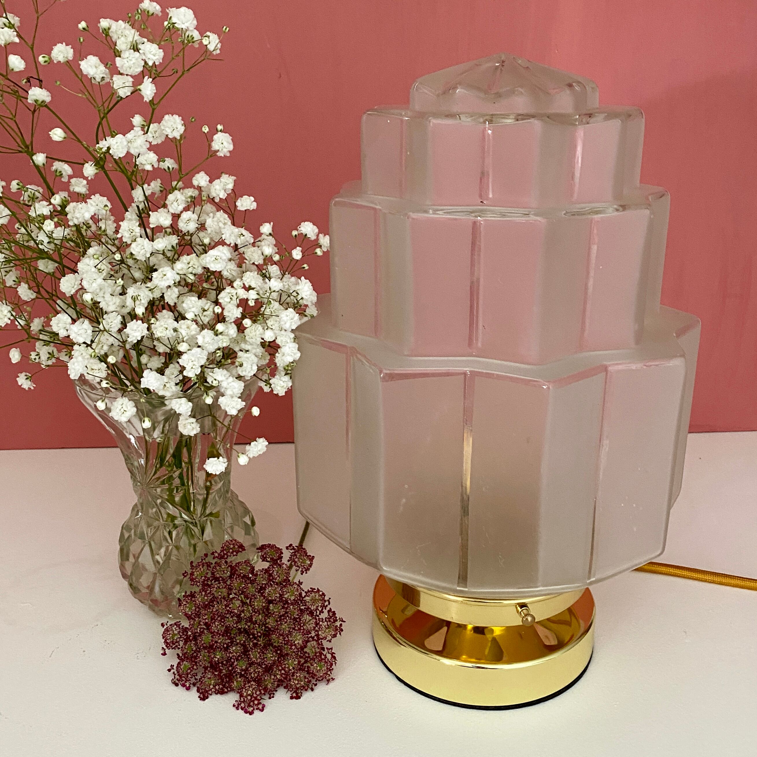 Table lamp globe building vintage art deco