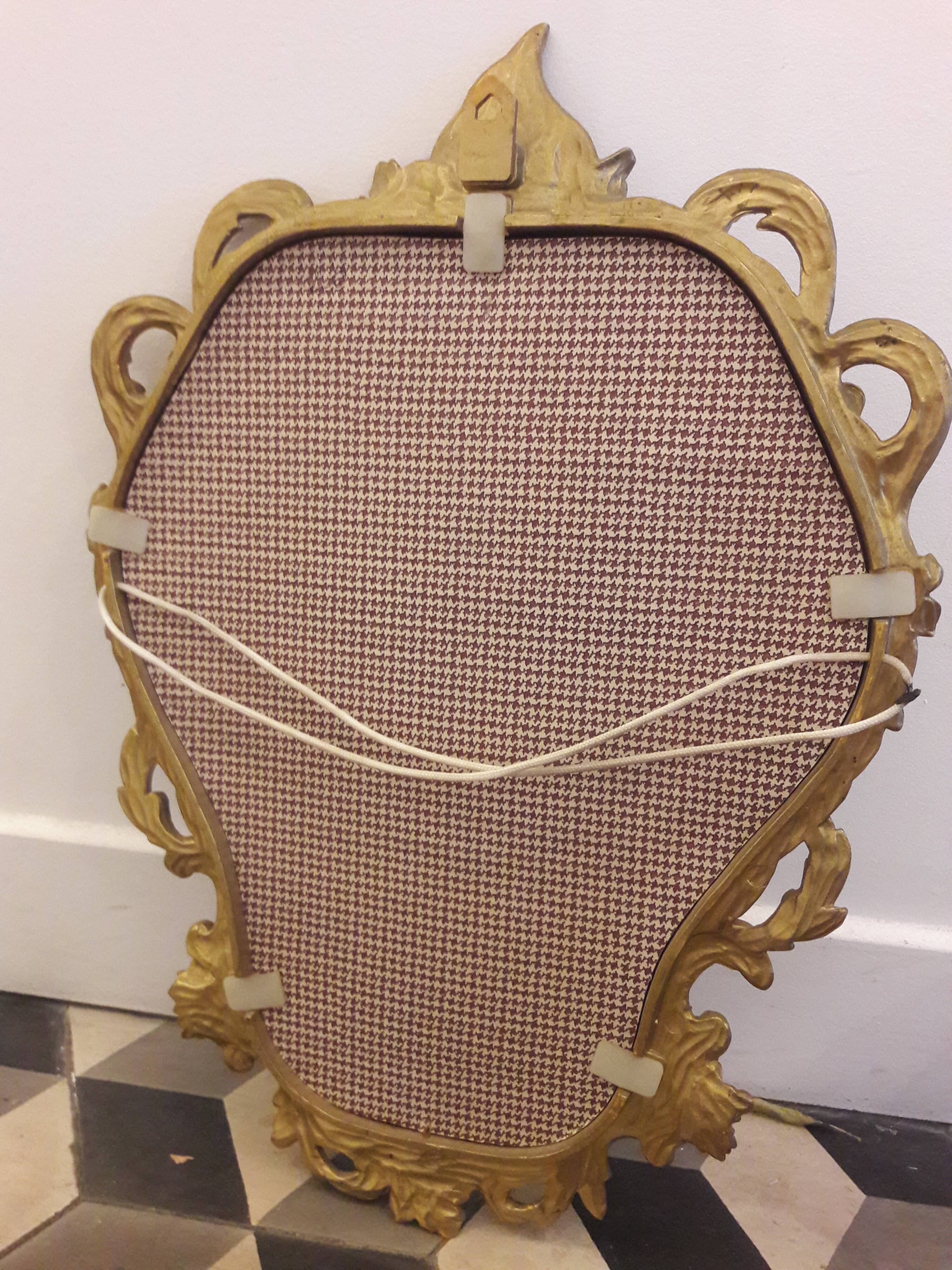 Mirror 47cm x 33cm baroque style oval shape with golden resin frame floral pattern vegetable
