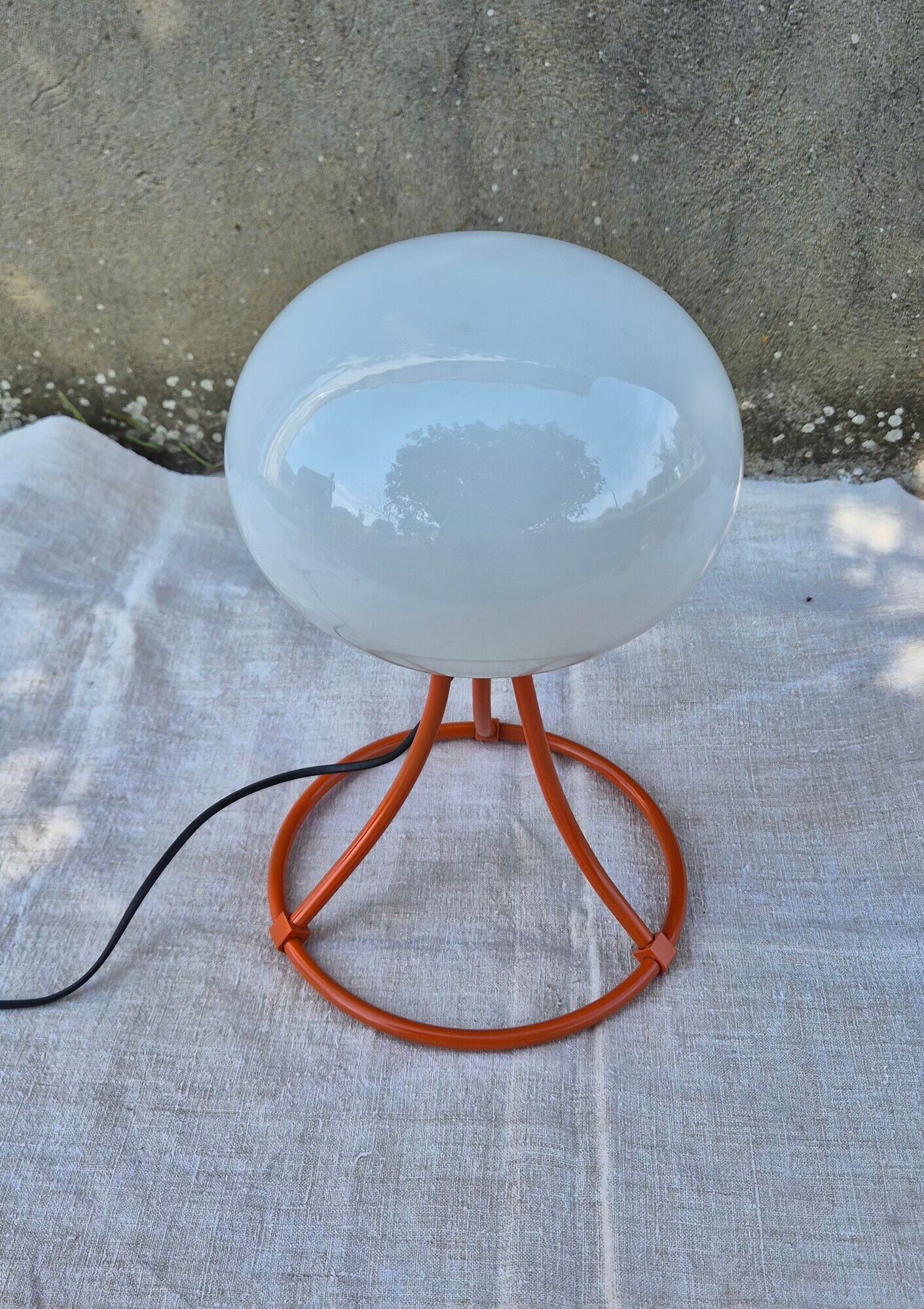 Vintage Space Age orange opaline table lamp 70s