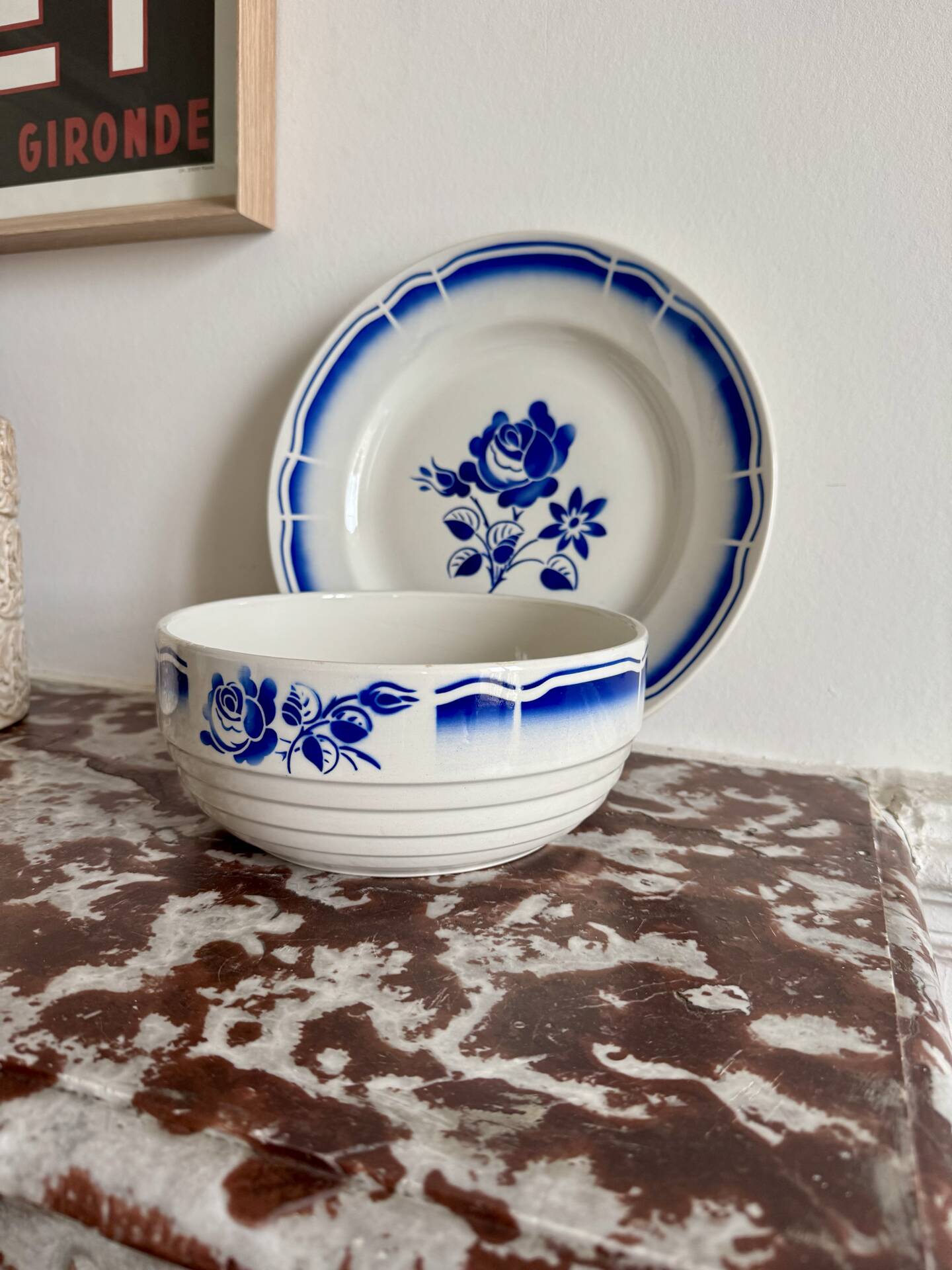 Salad bowl & dish in Badonviller earthenware