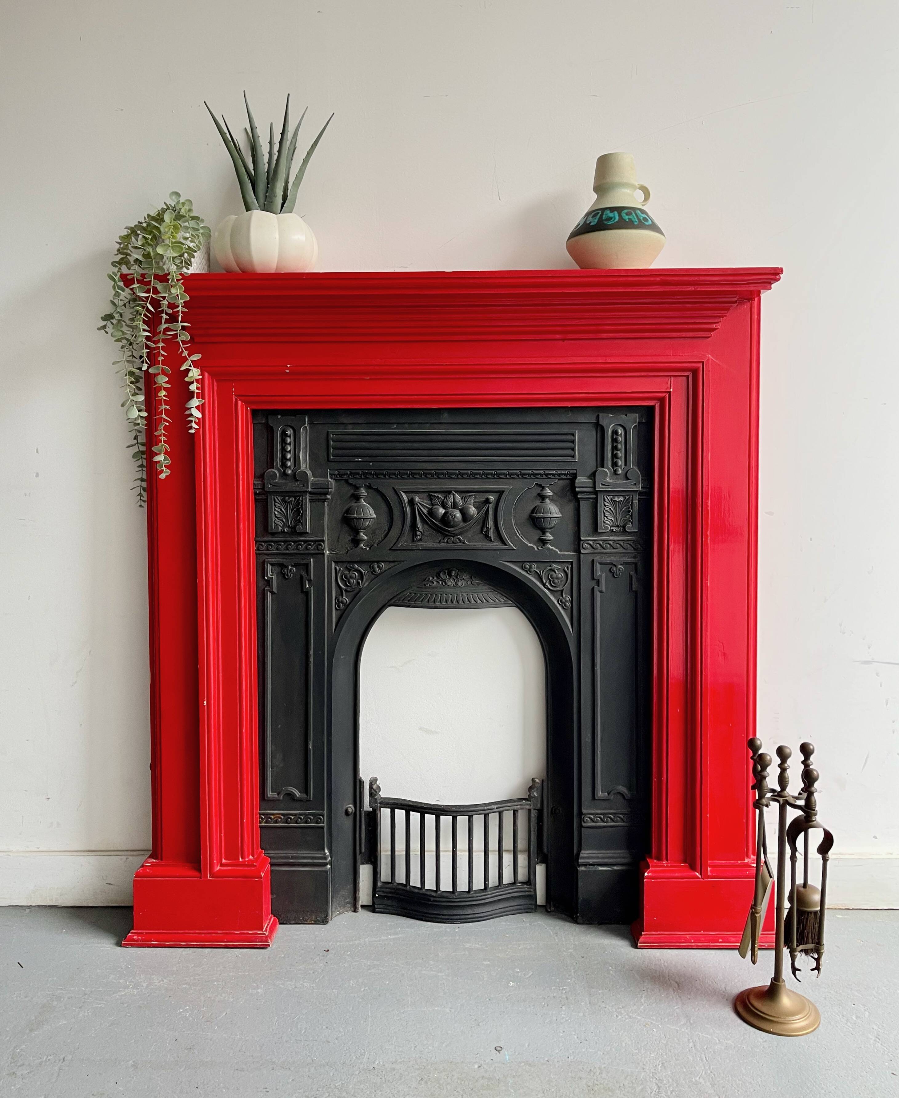 Cast Iron Fireplace with Wooden Surround