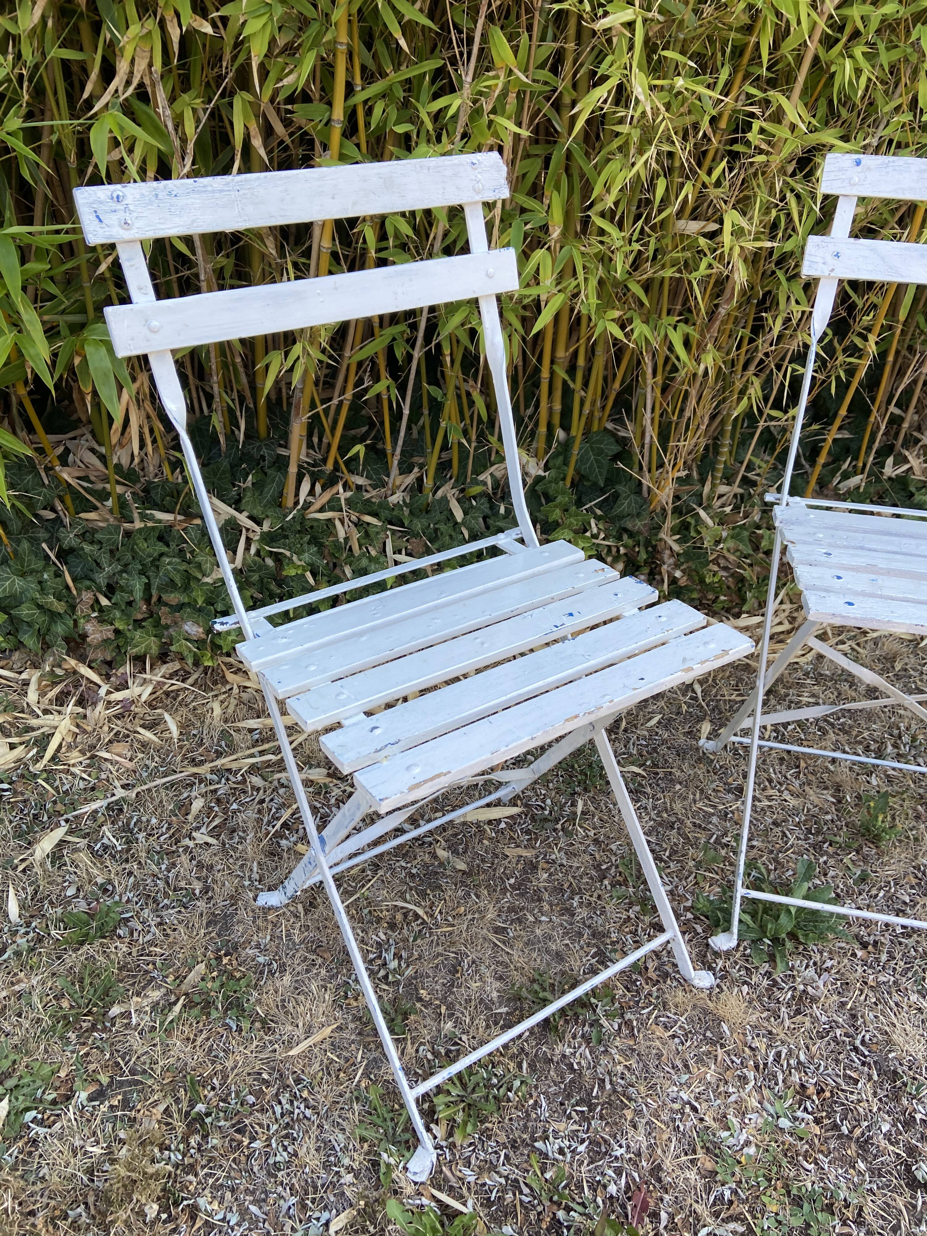 2 Folding metal bistro chairs for brasserie, beer, café, terrace, Brasserie