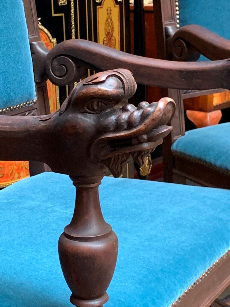 Pair of Renaissance-style armchairs