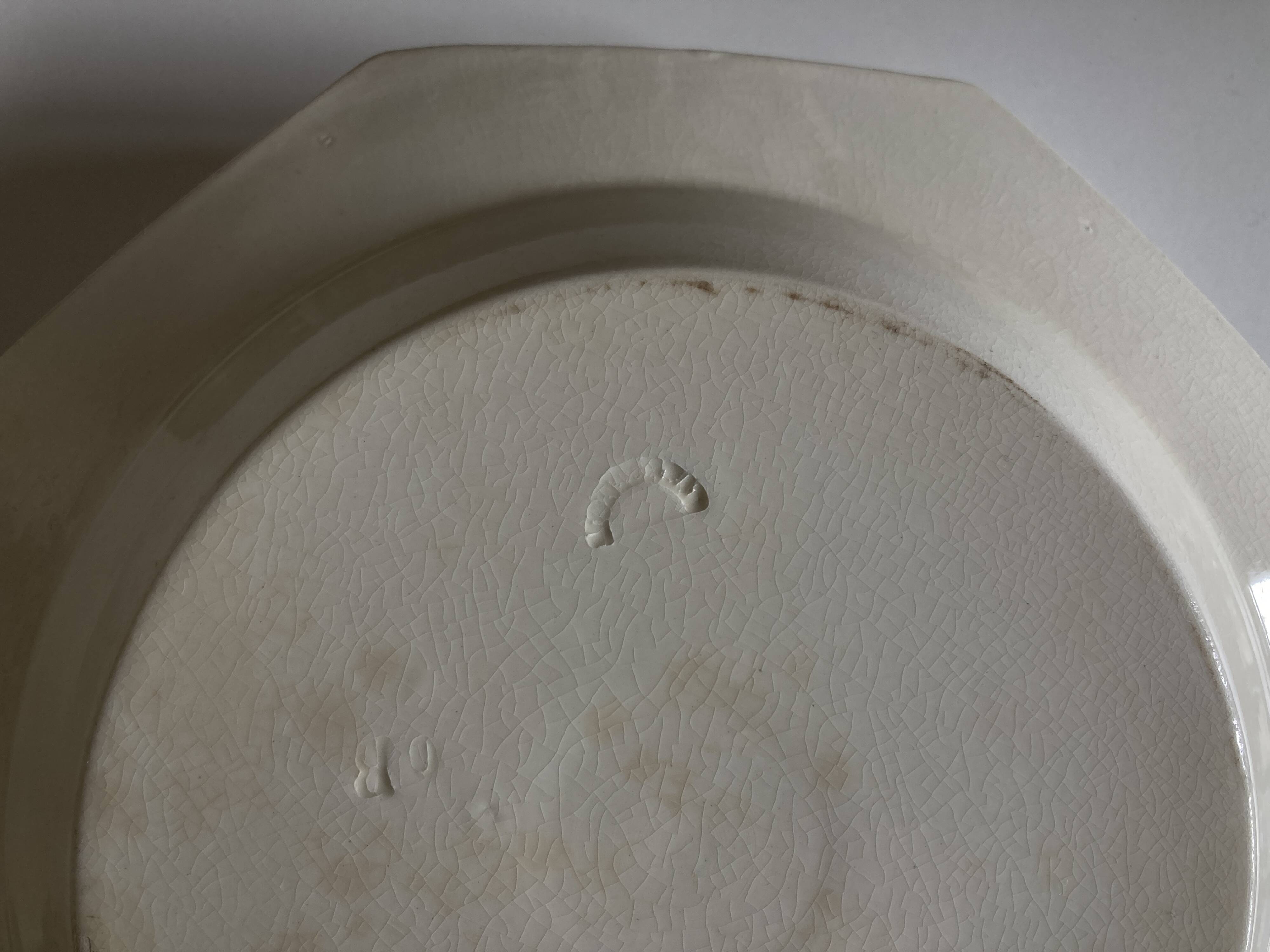 Set of 5 octagonal pearl plates from Creil Montereau.