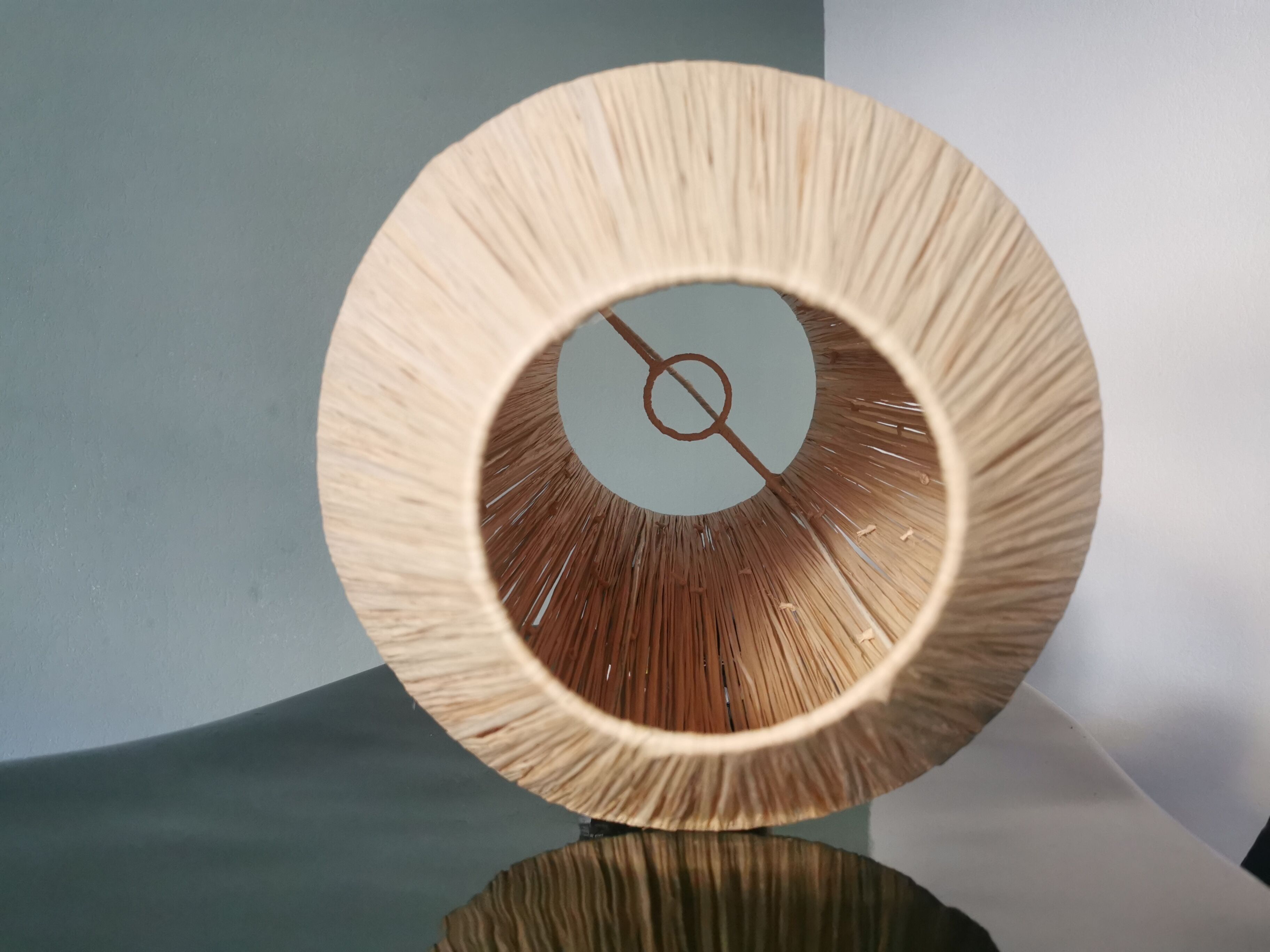 Hanging in natural raffia