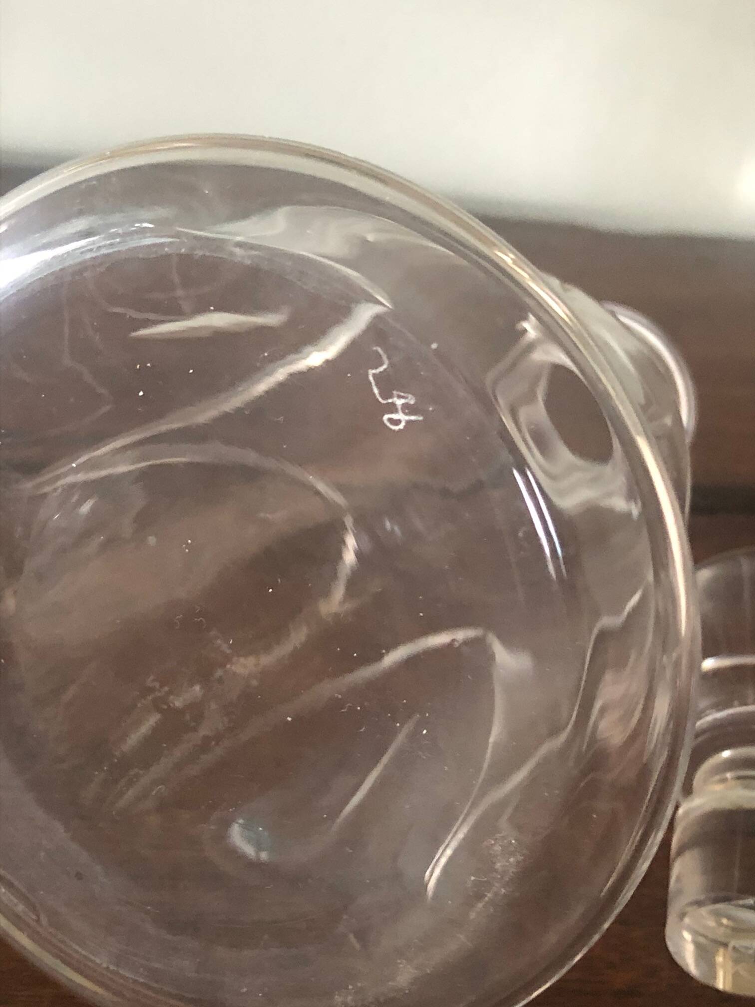 small chiseled and numbered glass carafe - vintage