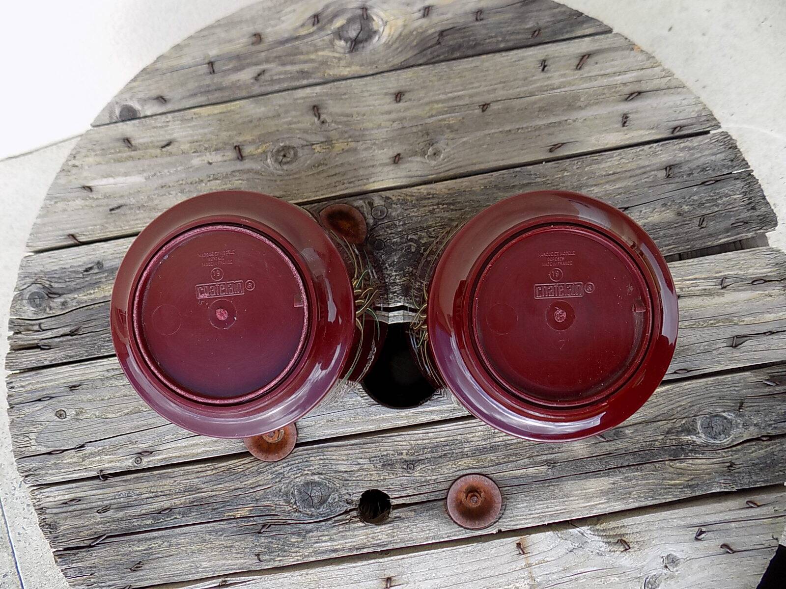 Pair of vintage Asian patterned flowerpots from the 1980s