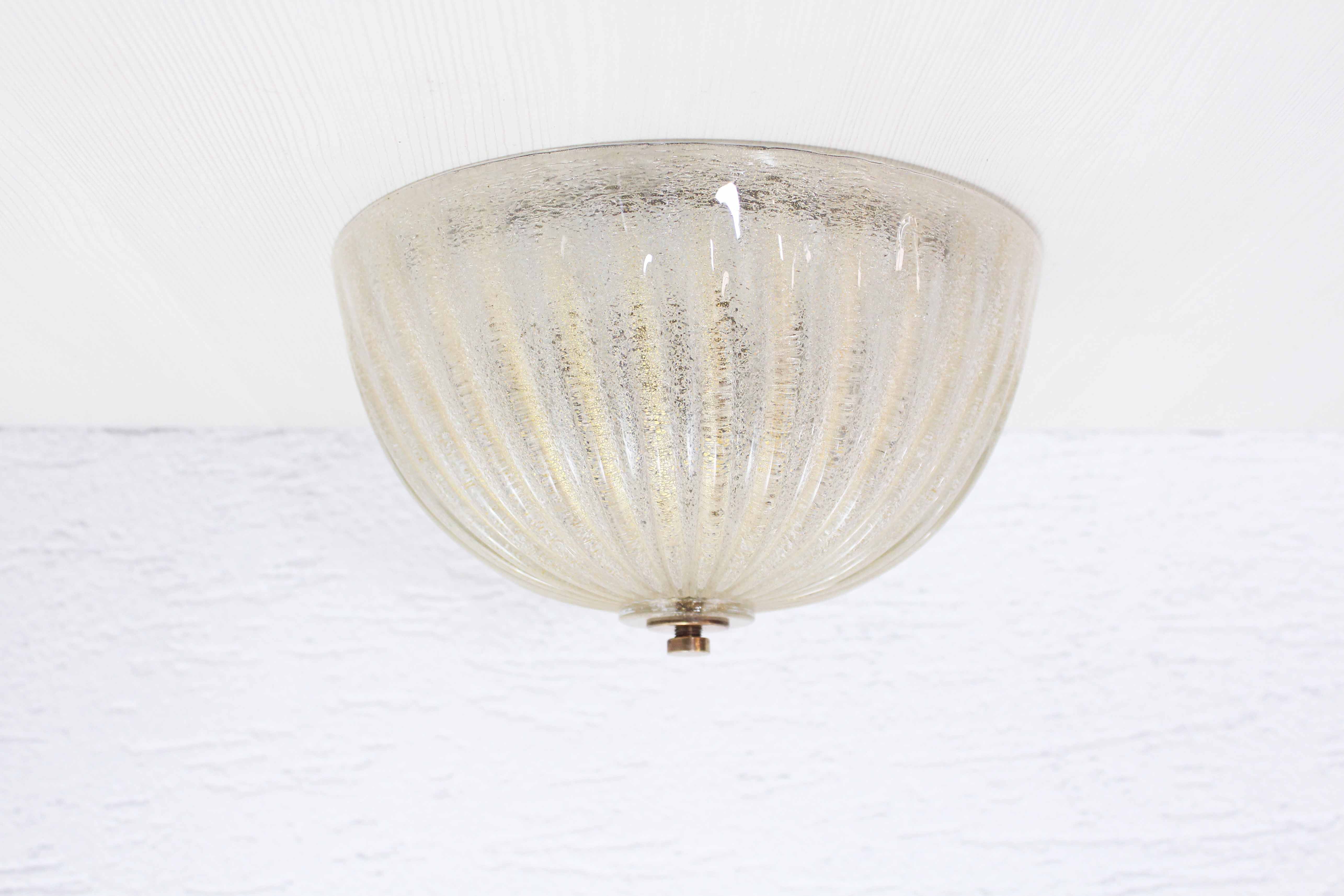 Vintage glass and brass ceiling lamp