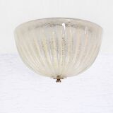 Vintage glass and brass ceiling lamp
