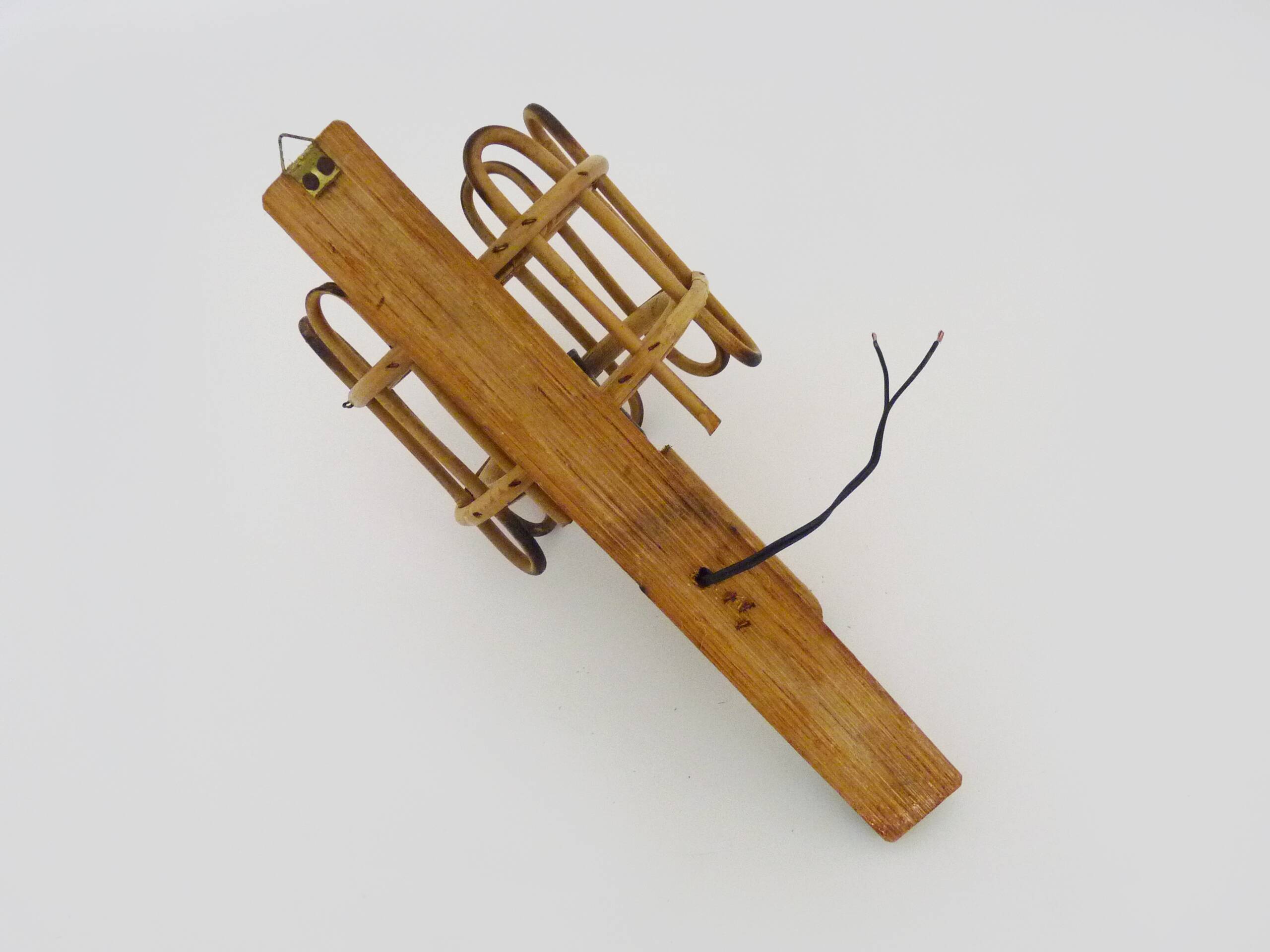 Rattan bamboo lantern wall light. 1950s-1960s