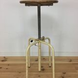 Workshop stool with system, metal and wood, adjustable industrial style